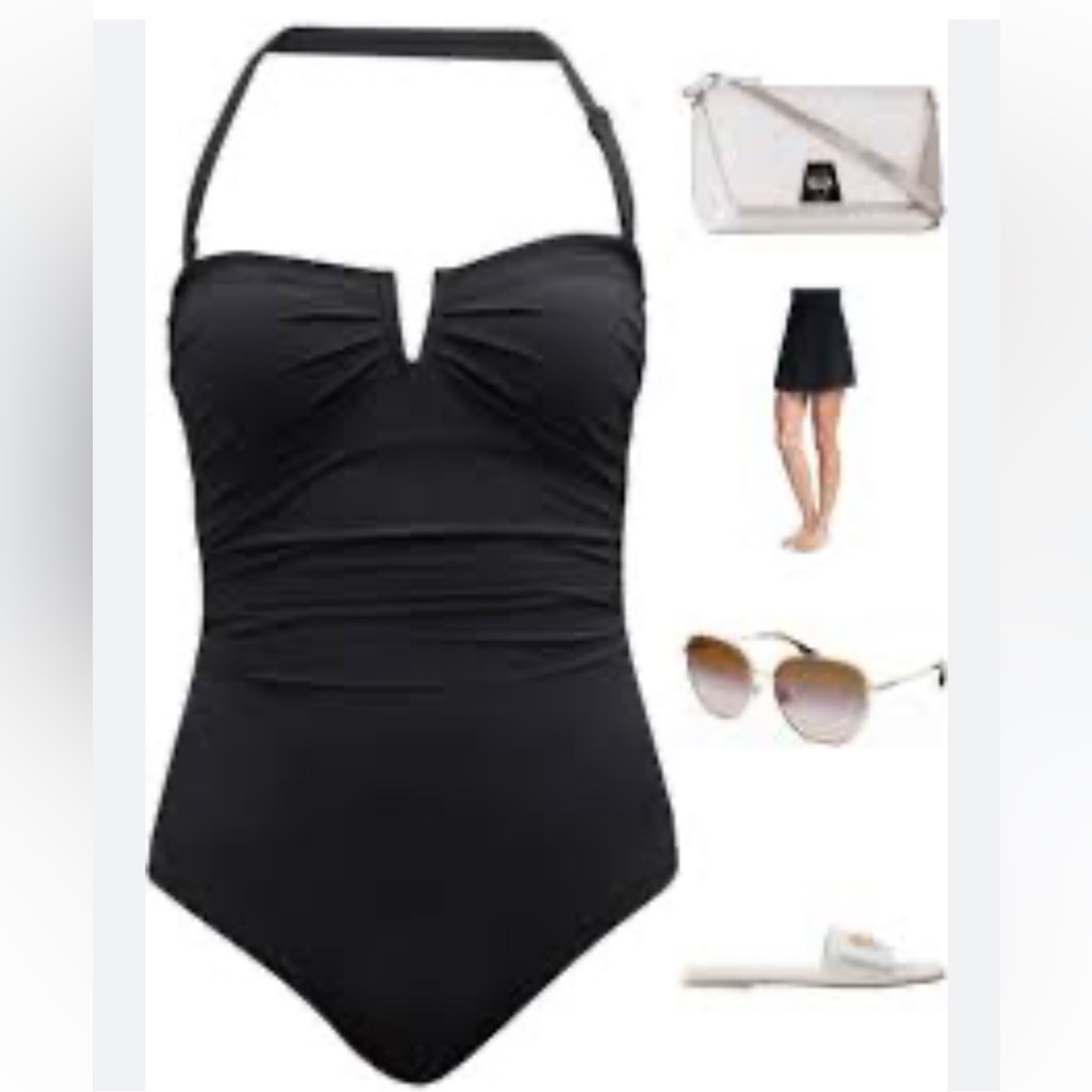 Shan Madisson black one piece halter swimsuit size 8